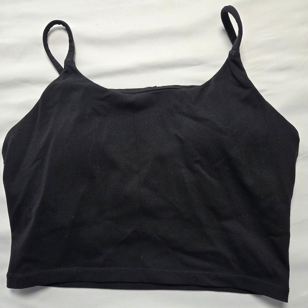 Tleggings Black Cropped Cami Tank Top with Built-in Shelf Bra Size Small
